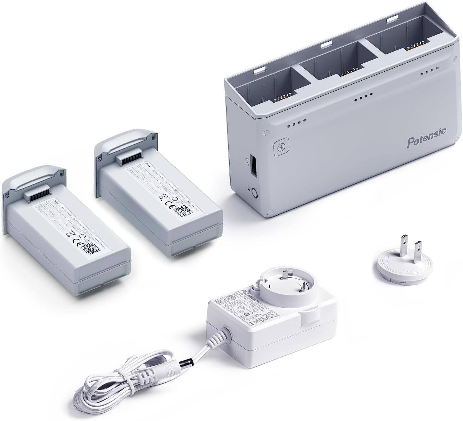 Potensic rychlonabíjecí stanice 60W More Power na tři baterie pro Atom 4K + adaptér + 2 baterie POC-007